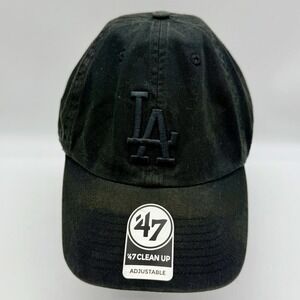 '47 Los‎ Angeles Dodgers Clean Up Black/Black Logo Adjustable Strap Hat Dad Cap